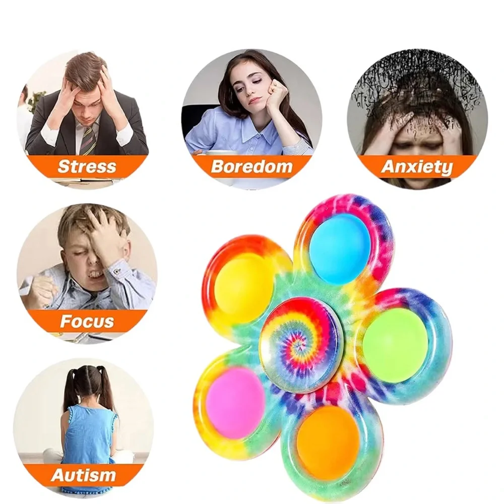 Colorful Floral Push Pop Fidget Spinner - Picture 3 of 5